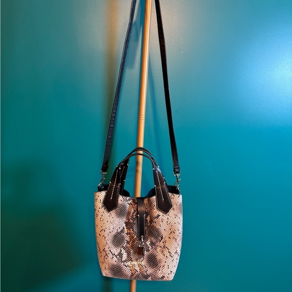Calvin Klein Gray and Black Snakeskin Tote with Structured Design - Picture 3 of 5